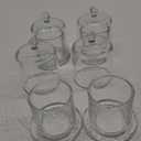 Maxdot 4 Pack Qtip Dispenser Apothecary Jars with Lids and Labels Glass Qtip Holder Storage Qtip Container Bathroom Organizers and Storage for Cotton Ball, Swabs, Makeup Sponges, Candy, Jewelry, Clear