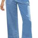 GRAPENT Capri Jeans for Women High Waisted Wide Leg Trendy Strechy Loose Straight Cropped Denim Jeans Pants with Pockets (Blue, XXL)