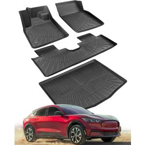 DiffCar for Ford Mustang Mach E Floor Mats 2025 2024 2023 2022 2021 (NOT for Ford Mustang), All Weather Custom Fit for Mustang Mach E Accessories (Trunk Base Upper Only), TPE Car Rubber Mats for Car