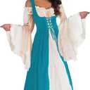 Renaissance Dress Women Irish Medieval Pirate Costume Ren Faire Dresses Halloween Costume,
(Ocean Blue 2XL/ 3XL)