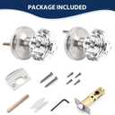 Orger 5 Pack Glass Door Knobs for Hallway and Closet, Crystal Passage Door Knobs with Round Diamond Shape, Non-Locking Interior Door Handles, Round Rosette with Satin Nickel Finish