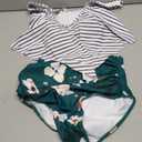 Edelqual Tankini Swimsuits for Women High Waisted Bikini Sets Plus Size Two Piece Bathing Suits Tummy Control Swimwear (Medium, Stripes Green)