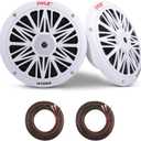 Pyle 6.5 Inch Dual Marine Speakers - 2 Way Waterproof and Weather Resistant Outdoor Audio Stereo Sound System with 200 Watt Power, Poly Carbon Cone and Butyl Rubber Surround - 1 Pair (White)