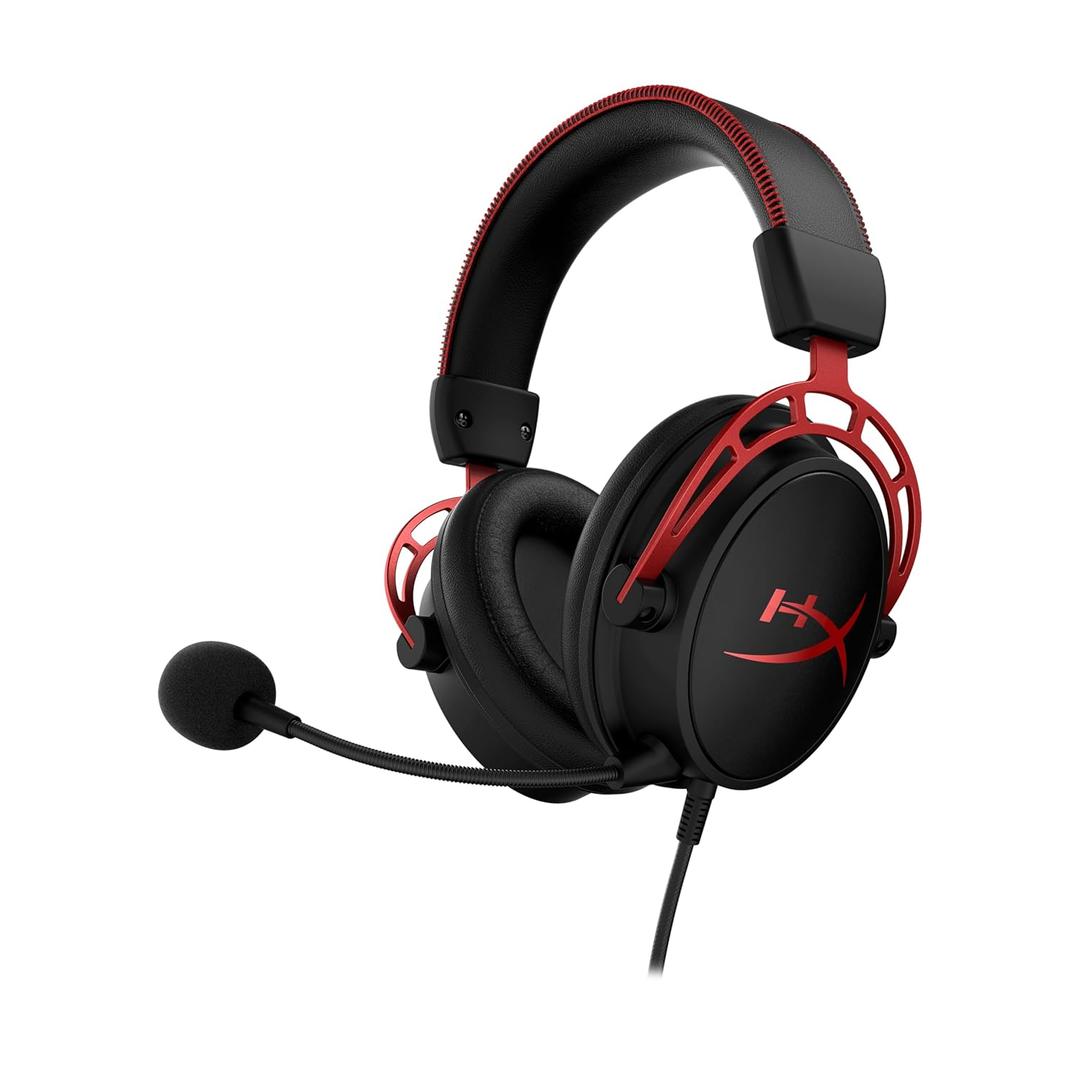 HyperX Cloud Alpha - Gaming Headset, Dual Chamber Drivers, Legendary Comfort, Aluminum Frame, Detachable Microphone, Works on PC, PS4, PS5, Xbox One/ Series X|S, Nintendo Switch and Mobile Red