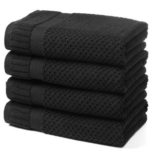 100% Cotton Bath Towels for Bathroom,Highly Absorbent Bath Towels Set Quick Dry,Luxury Soft Towels for Hotel (4, Black)