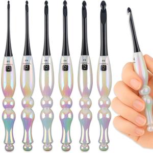 Svartur Crochet Hooks Set, 6 Sizes Ergonomic Crochet Hook Kit, Resin Handles, Smooth Yarn Crochet Needles for Beginners and Advanced Crocheters, Knitting & Crochet Supplies, White