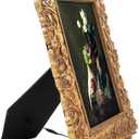 SIMON'S SHOP Gold Picture Frames 8x10 for Wall and Tabletop, Vintage Photo Frame with Rose Flower and Buds Carvings, Antique Picture Frame for 8 by 10 Prints