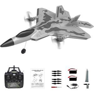 Leopmase RC Plane 4 Channel Remote Control Airplane - F-22 RC Airplane for Beginners Adult with Xpilot Stabilization System & Aerobatic, Two Batteries - Remote Control Plane Gift for Kids