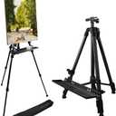 RRFTOK Art Easel Stand for Painting and Sign - Aluminum Metal Artist Tripod Adjustable Easels for Display Height from 21 to 61Inches - Canvas Stand with Paintbrush Tray for Artists Adult Holder