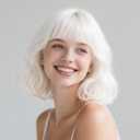 SUKRI Halloween White Bob Wig with Bangs Short Wavy White Wigs for Women Silver White Bob Hair Wig for Party Cosplay Daily Use12 Inch
