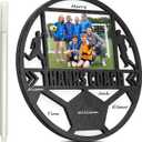 RattanView Sport Ball Picture Frame 4 x 6 Signable Thanks Coach Picture Frame with Pen Coaches Appreciation Photo Tabletop for Home Table Decorations Coach Team Birthday Gifts(White,Soccer,Round)