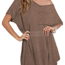 Ekouaer Womens Tshirt Nightgown Cotton V Neck Sleepshirts Comfy Casual Nightshirt for Women, Brown, Size S