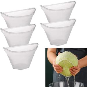 5PCS Cheese Cloth Bags, Reusable Straining Bags, Nylon Nut Milk Bag for Soy Milk, dumpling fillings,Straining Juice,Vegetable(Medium)