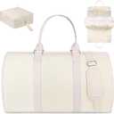 3Pcs Garment Duffle Bags for Travel Convertible Carry on Garment Bag for Women Men Travel Duffle Bag Includes Shoe Pouch & Hanging Suit Bag for Clothes/Dresses, Beige