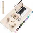 YSAGi Non-Slip Leather Desk Pad, Desk Matt for Desktop, Waterproof Laptop Computer Keyboard Mat, Table Protector Blotter Mat, Large Mouse Pad for Office/Work/Home/Decor(Beige, 31.5" x 15.7")