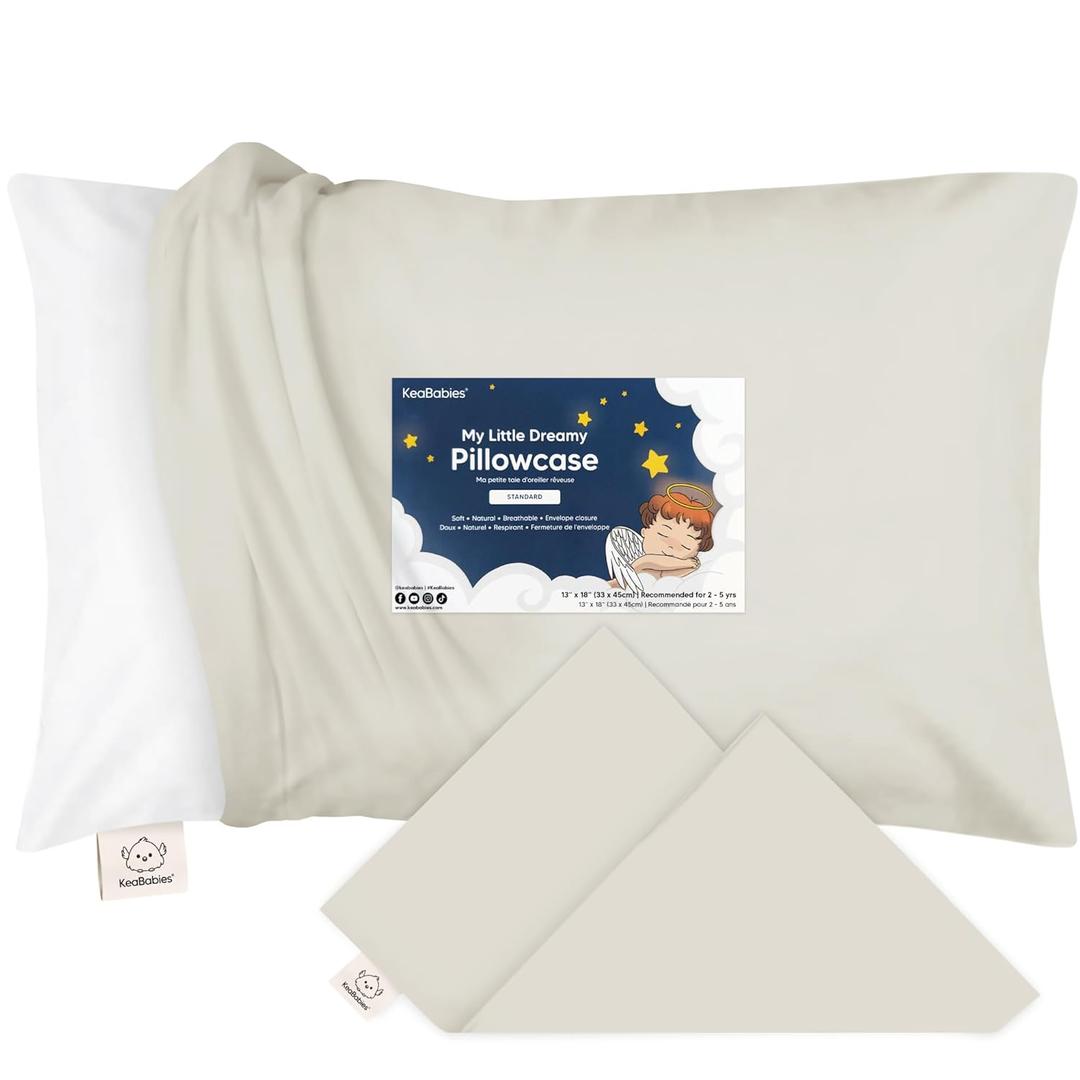KeaBabies Toddler Pillowcase for 13X18 Pillow - Organic Toddler Pillow Case for Boy, Kids - 100% Natural Cotton Pillowcase for Miniature Sleepy Pillows - Pillow Sold Separately (Pearl Gray) KeaBabies Toddler Pillowcase for 13X18 Pillow - Organic Toddler Pillow Case for Boy, Kids - 100% Natural Cotton Pillowcase for Miniature Sleepy Pillows - Pillow Sold Separately (Pearl Gray)