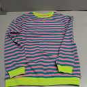 Womens Striped Oversized Sweatshirt Color Block Crew Neck Long Sleeve Shirt Casual Loose Pullover Top, Size 140(7-8 Years)