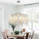 Modern Chandeliers Light Fixtures Contemporary Chandelier 8 Lights Island Aluminum Chain Pendant Ceiling Lighting for Living Room Dining Room Bedroom Hallway D31.48