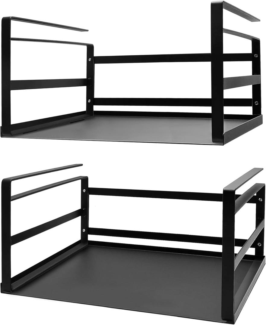 Nxconsu 2Pack Under Shelf Storage Basket Organizer Hanging Holder for Cabinet Pantry Kitchen Cupboard Desk Counter Bookshelf Organization Add-on Space Saver Heavy Duty Slide-in Black Large (9.84''D * 16.14''W * 6.4''H)