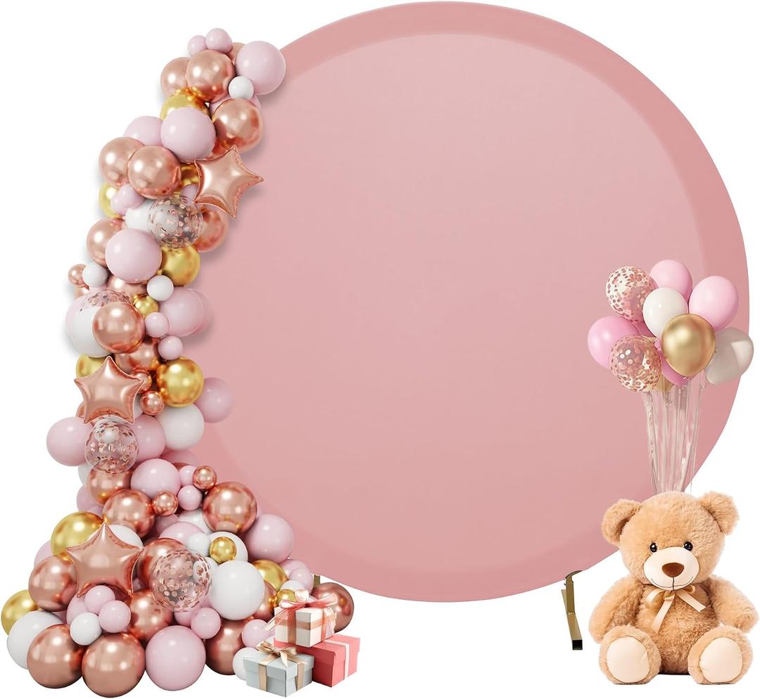 7.2FT Backgrounds Circle Arch Backdrop Cover, Round Arch Backdrop Cover, Round Balloon Arch Cover for Party, Wedding, Birthday Decorations