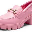 DREAM PAIRS Loafers for Women Platform Chunky Loafers Slip On Casual Shoes (6, Pink-pu)