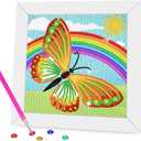 Miairivy Diamond Painting Kits for Kids, DIY 5D Cute Cartoon Diamond Art with Frame, Extremely Creative Crafts, Gifts, Birthday Gifts and Room Decor for Girls and Boys Ages 4-12 (Butterfly-1), Set of 2
