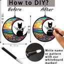 Cat Memorial Gift for Loss of Cat-Pet Remembrance Sympathy Ornament Personalized Date Name Pattern Angel Cat on Moon Gifts for Cat Lovers