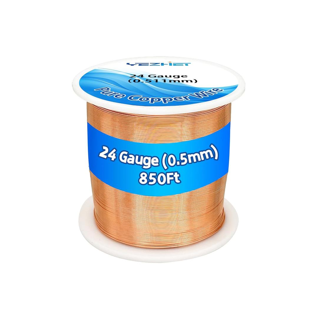24 Gauge Solid Soft Copper Wire (850Ft, 16OZ) for Electroculture Gardening Plants, Bare Pure Copper Wire Jewelry Making Craft