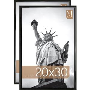 MCS Trendsetter 20x30 Poster Frame Black High-Gloss, Vertical & Horizontal Wall Hanging Large Picture Frame for Photos, Posters & Art Prints (2-Pack)