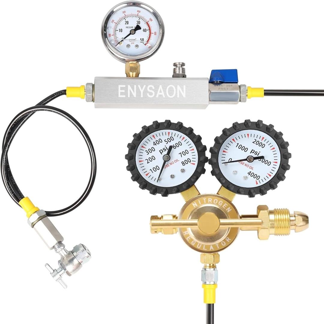 Nitrogen Shock Fill Kit with 700Psi Nitrogen Gauge and Schrader Valve Nitrogen Regulator Shock Fill No Loss Chuck Tool for ATV, ATC, UTV, Off-Road Bike, Dirt Bike