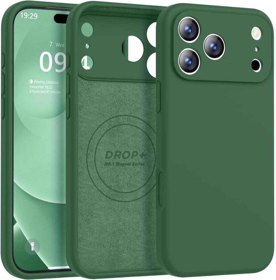 Ktele Magnetic for iPhone 17 Pro Max Case [Compatible with Magsafe] [Premium Silicone Satin-Smooth Touch] Slim Shockproof Anti-Scratch Microfiber Lining Case, 6.9 inch, Green
