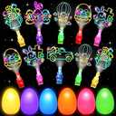 COKOKA 24 Pack Easter Eggs with LED Finger Lights, Glow in the Dark Easter Party Supplies for Easter Egg Hunt, Holiday Decorations & Basket Fillers