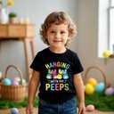 Toddler Easter Shirt Boys Girls Bunny Eggs-cavator Truck Graphic T-Shirt Kids Short Sleeve Cotton Easter Tee Tops 2-7 Years, , 4T, Black
