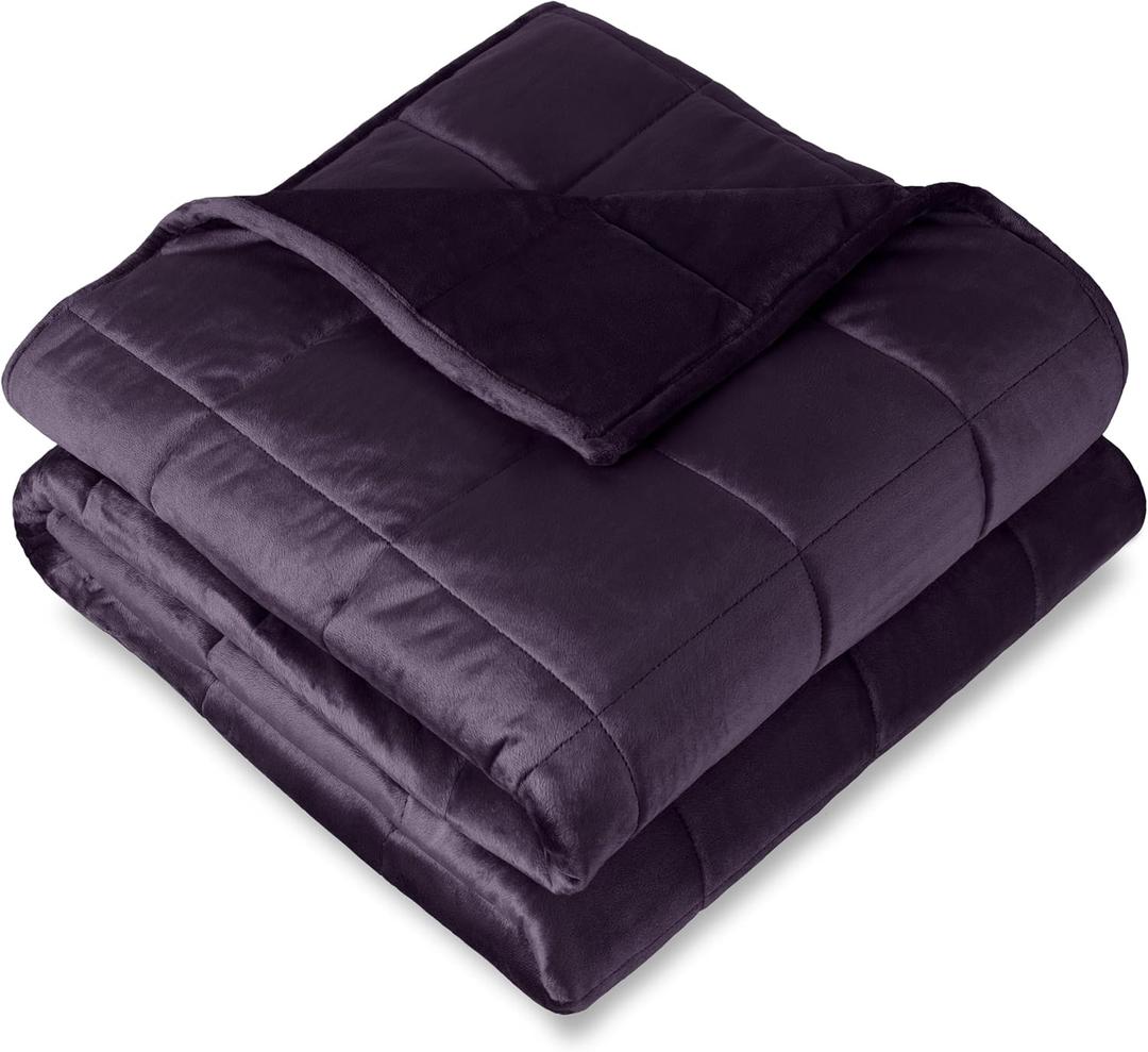 Bare Home Weighted Blanket King Size 25lb (80" x 87") for Adults - Minky Fleece - Premium Heavy Blanket Nontoxic Glass Beads (Eggplant, 80"x87")