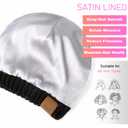 Winter Satin Lined Beanie Hats for Women Men Warm Oversized Slouchy Knitted Skull Cap with Satin Silk Lining for Natural Hair (Gray)