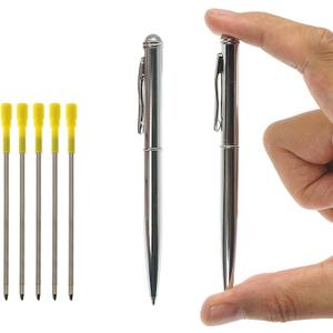 2-Pack Mini Pens with 5 Refills & Pouch - Rotating Refill Mechanism Metal Pocket Pen,Only 100mm in Size EDC Retractable Pens for Note Taking,Perfect Gifts for Students From Teachers
