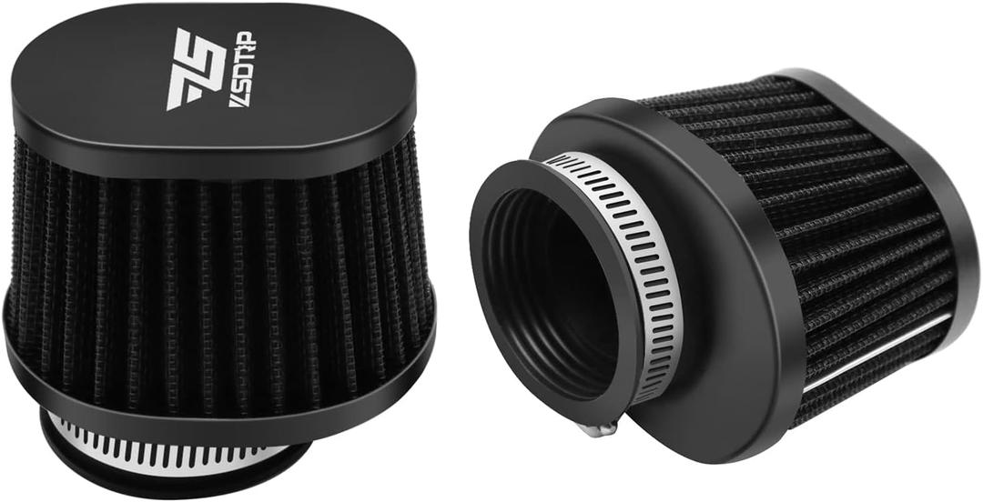 2PCS Motorcycle Air Filter Universal 55MM Replacement Engine Filter High Performance Air Filters Fit Motocross Carburetor Cleaner for Pit Bike Scooter Moped ATV (Black)
