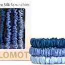 VLOMOT 3 Pcs Set 100% Pure Mulberry Silk Hair Scrunchies Hair Ties with 3 Chic Colors Everyday Skinny Scrunchies Silk Ponytail Holders Hair Care No Damage (Blue)