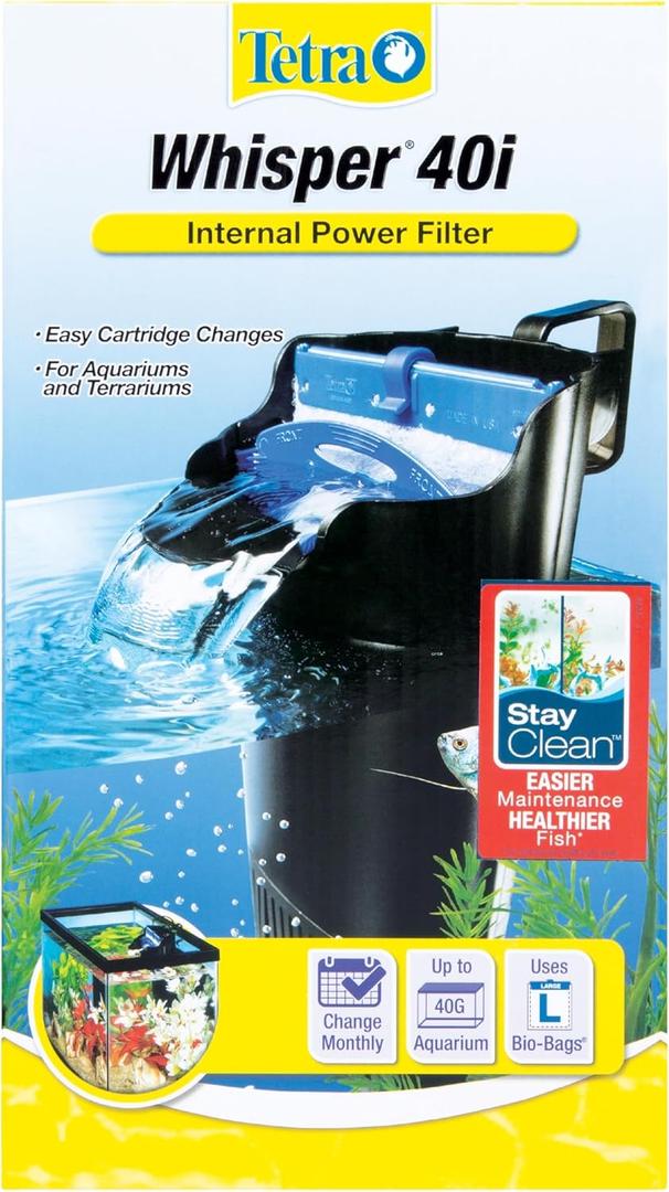 Tetra Whisper Internal Filter For Aquariums 20 To 40 Gallons, In-Tank Filtration With Air Pump