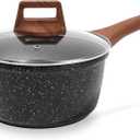 ESLITE LIFE Nonstick Sauce Pan with Lid, 1.5 QT Small Soup Pot Compatible with All Stovetops (Gas, Electric & Induction), PFOA Free, Black