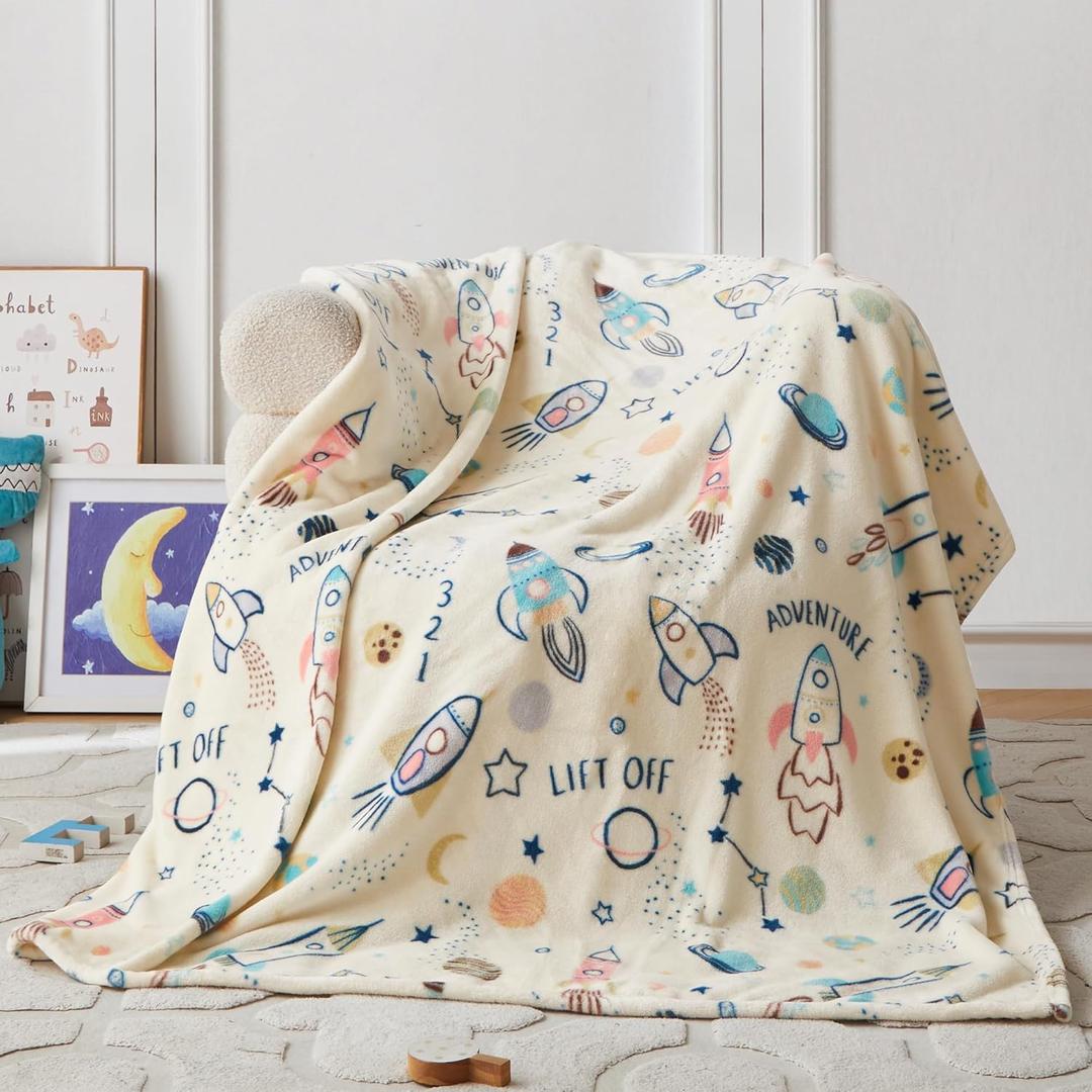 COOVA Kids Twin Blanket 60x80 Inch - Cartoon Fleece Throw, Toys for 2 3 4 5 6 7 8 9 10 11 12 Year Old Girl and boy Gifts, Soft Kids Blankets for Christmas Halloween Birthday Gifts,Dinosaurs Beige