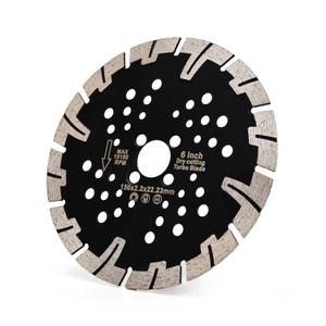 6" Diamond Turbo Saw Blade Granite Blade with Cooling Holes for Stone Concrete Brick Porcelain Tile (6")
