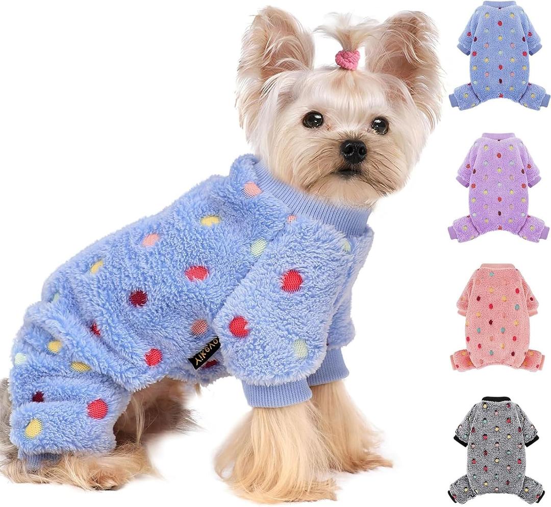 YIKEYO Dog Pajamas for Small Dogs Boy and Girl,Cotton Small Dog Sweater, Stretchable Pet Jammies Puppy Outfits for Dogs Female Male, Winter Doggie Pjs Clothes (Blue, S)