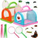 2 Pack Bug Catcher Kit Summer Toy Gift for Kids Boys Girls Outdoor Critter Bug Container Insect Cage Educational Bug Box for Butterfly Catching Activity Supplies(Pink, Green)