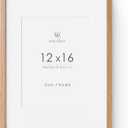 12x16 Oak Picture Frames, 12x16 Natural Wood Frame with Mat to 8.5x11, 16x12 Frame for Wall, Set of 1