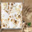 Brown Eucalyptus Leaf Shower Curtain, Brown Botanical Watercolor Plants Bathroom Curtain Bathtub Home Decor Waterproof Fabric Machine Washable with 12 PCS Hooks,72" Wx72 L