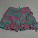 Women's Floral Ruffle Hem Wrap Shorts Casual Summer Elastic Waist Tie Front Zip Up Boho Skirts Skorts 2025 Green S