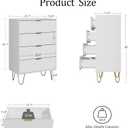 Masupu 4 Drawer Dresser, Drawer Chest, Tall Storage Chest Cabinet Organizer Unit with Metal Legs, Small Dresser for Bedroom, Living Room, Closet, Hallway White Stripe