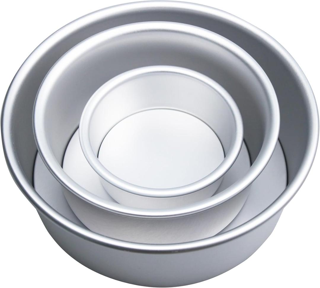 Cake Pan With Removable Or Solid Bottom, Nonstick Qi Feng Cake Mold,Aluminum Alloy, Thickened, For Bakery Or Home Use, Round Baking Mold, Sold In Sets Of 3,Sizes 4/6/8 Inches