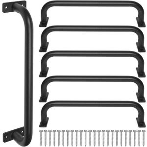 ESPETS 17 Inch 6 Pieces Black Metal Safety Handles for Playground - Swing Set Accessories Grab Handles, Playset Hand Grips, Indoor Monkey Bars for Jungle Gym, Playhouse, Climbing Frame